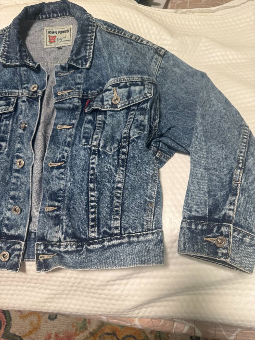 vintage denim international denim jacket john power women six button euc sz l